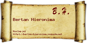 Bertan Hieronima névjegykártya